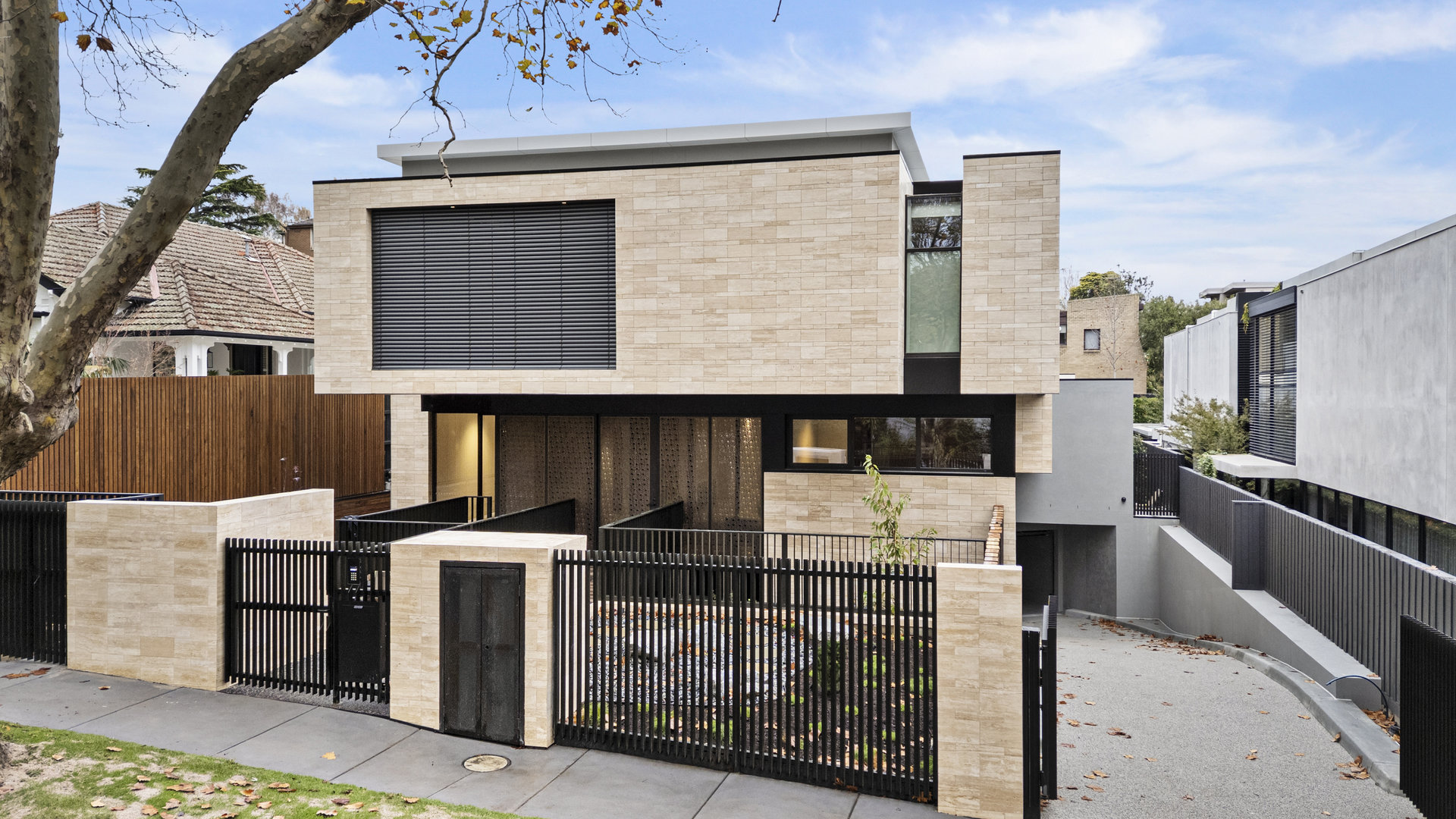 Natural stone facade at 14 Rockley Road, South Yarra